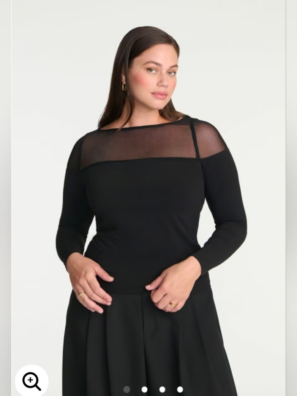 Mesh Panel Long Sleeve Top